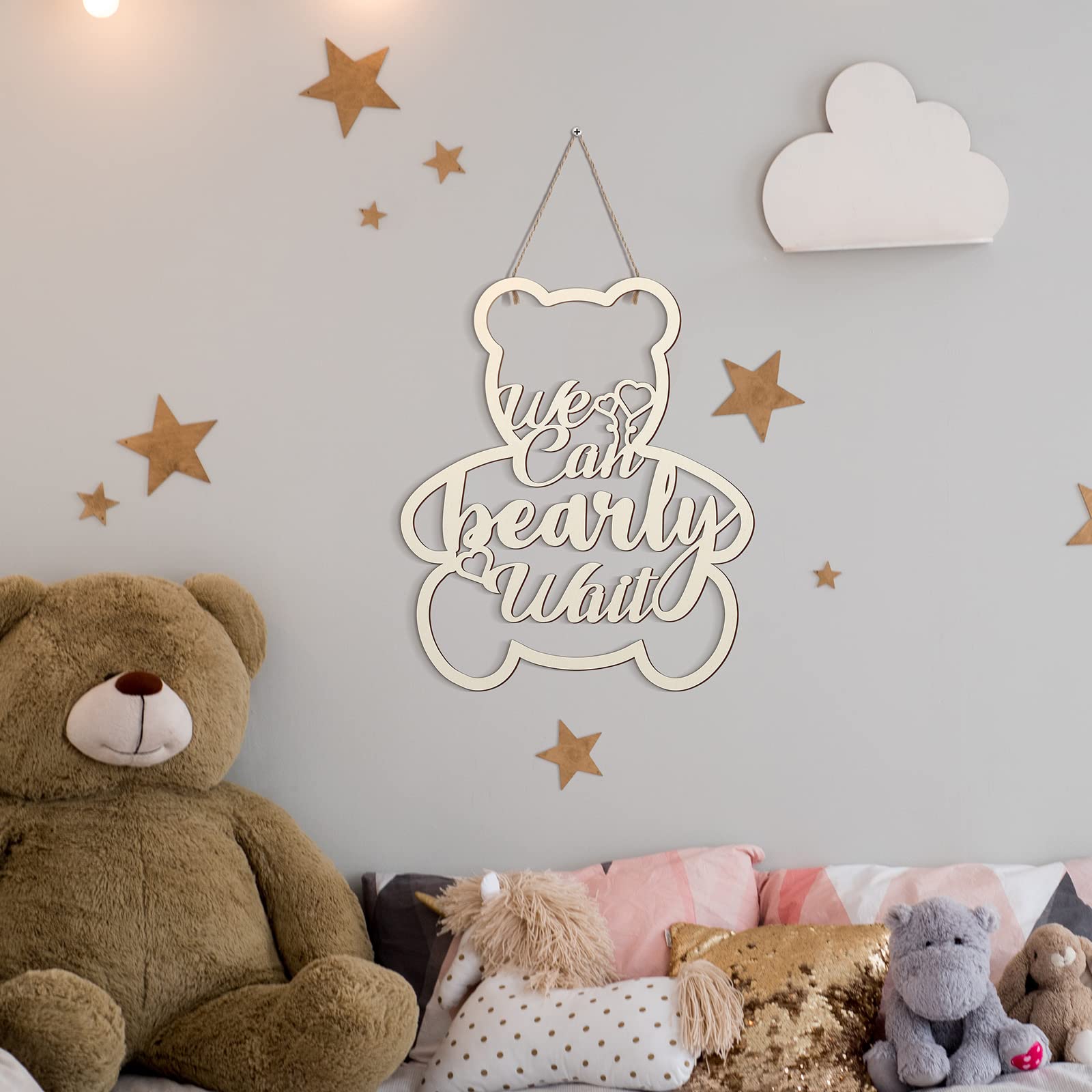 Chunful bear sign suitable for nursery signage and birthday party setups.
