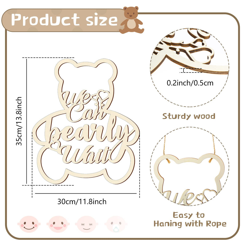 Chunful wooden bear sign for baby shower adds charm to tables and mantels.