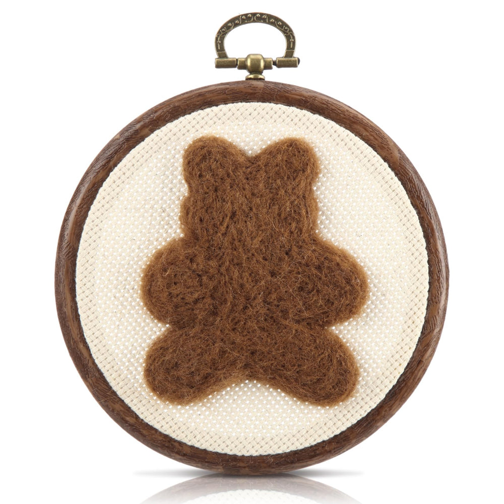 Chunful felted bear wall art close-up detail highlighting artisanal craftsmanship for nursery decor