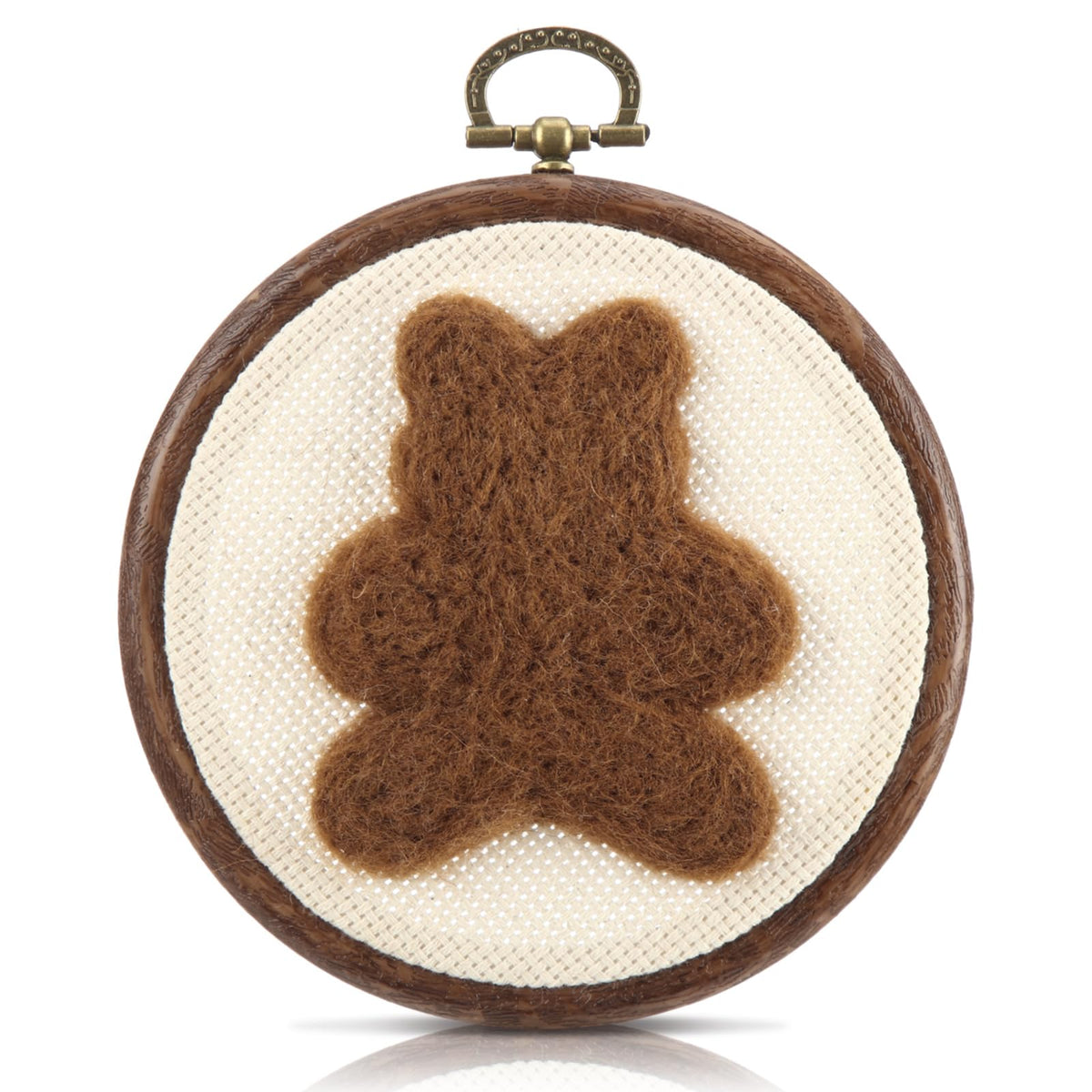 Chunful felted bear wall art close-up detail highlighting artisanal craftsmanship for nursery decor