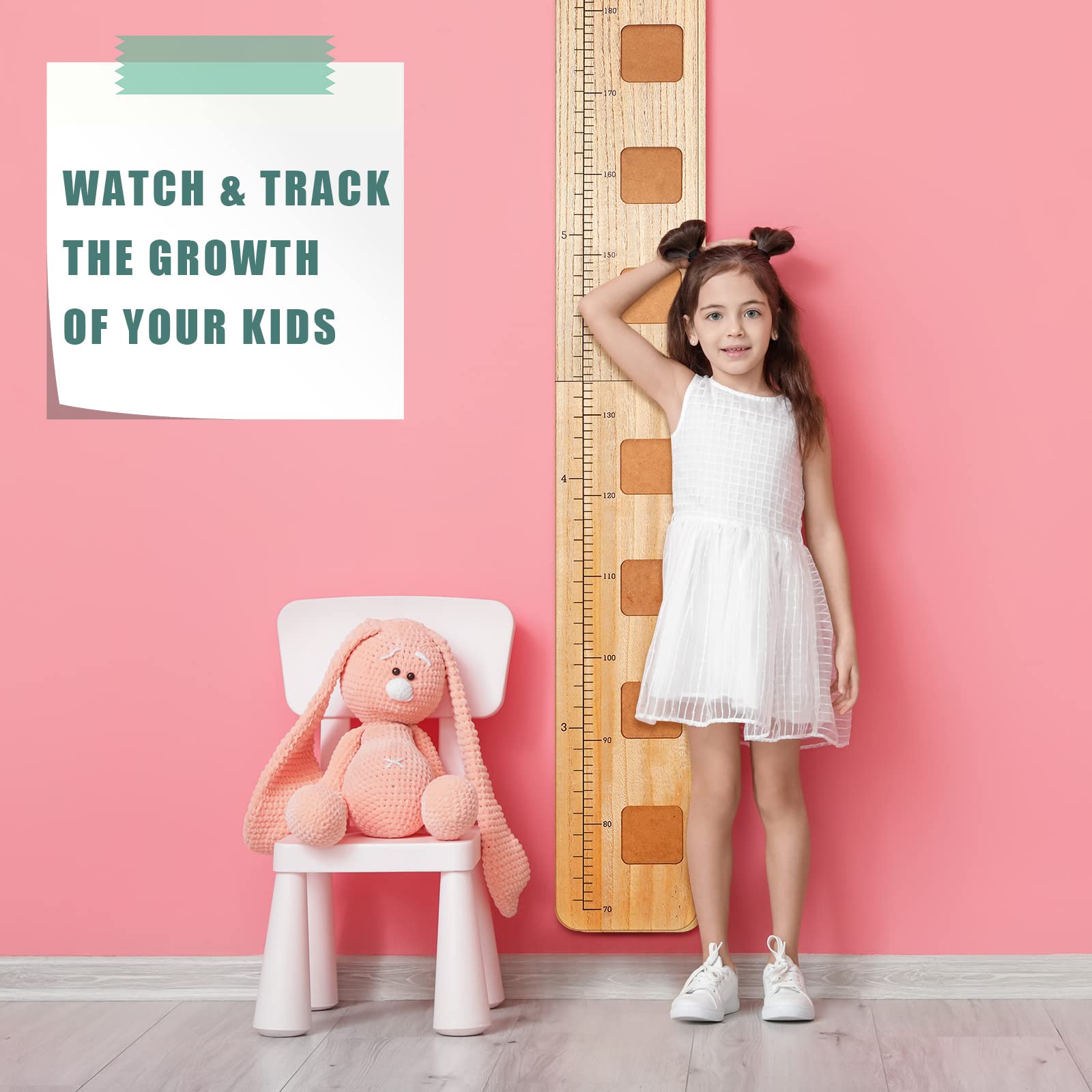 Chunful height ruler close-up showing measurement range for growing kids.