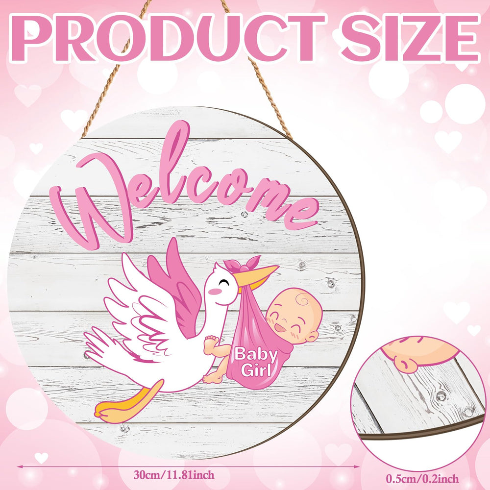 Chunful baby girl door sign pink round plaque enhances nursery decor.