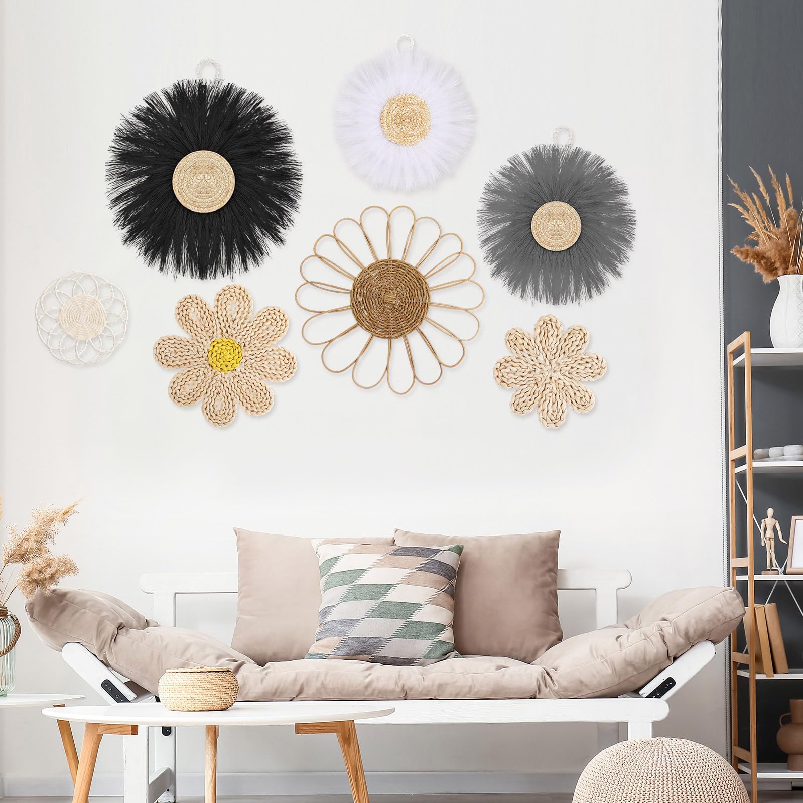 Chunful reed hair daisy wall decor 25 cm lightweight and easy to install.
