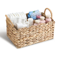 Chunful wicker diaper caddy with scalloped edge enhances nursery organization