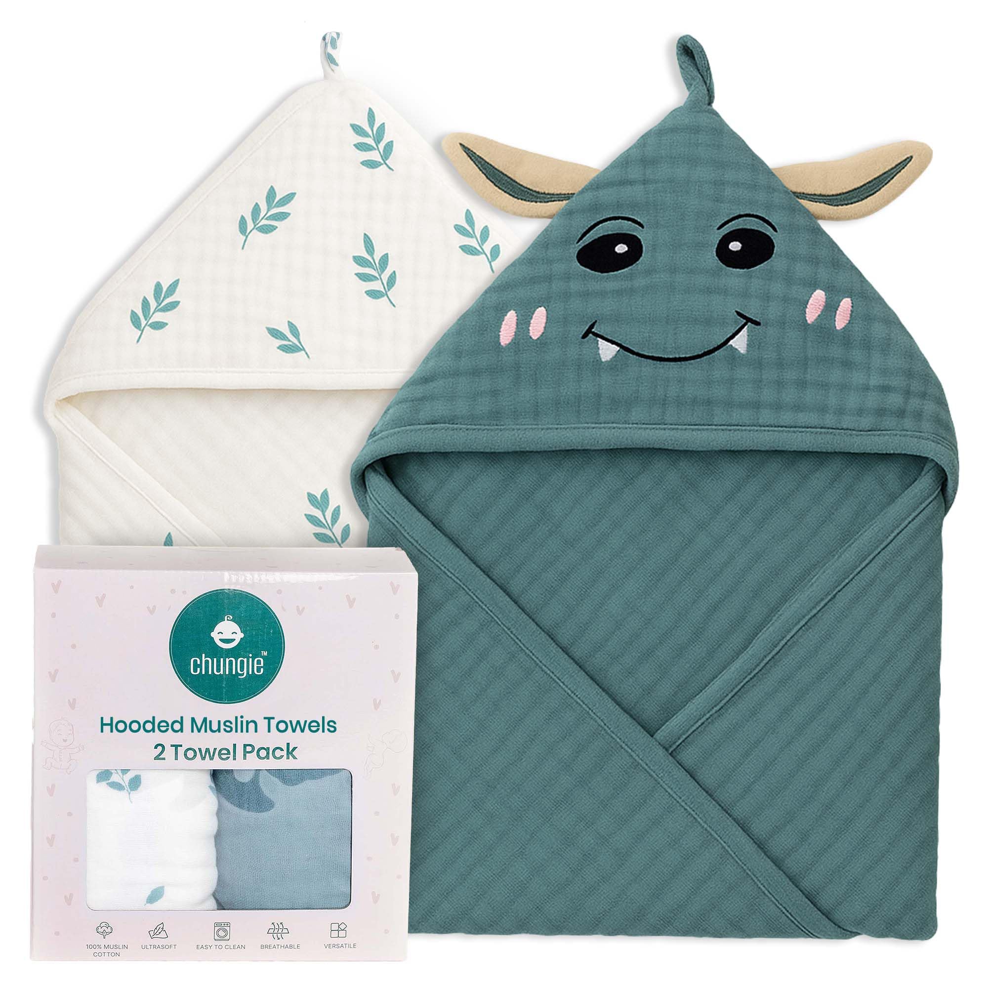 Chungie soft muslin hooded towel fabric closeup showing breathable six-layer cotton softness.