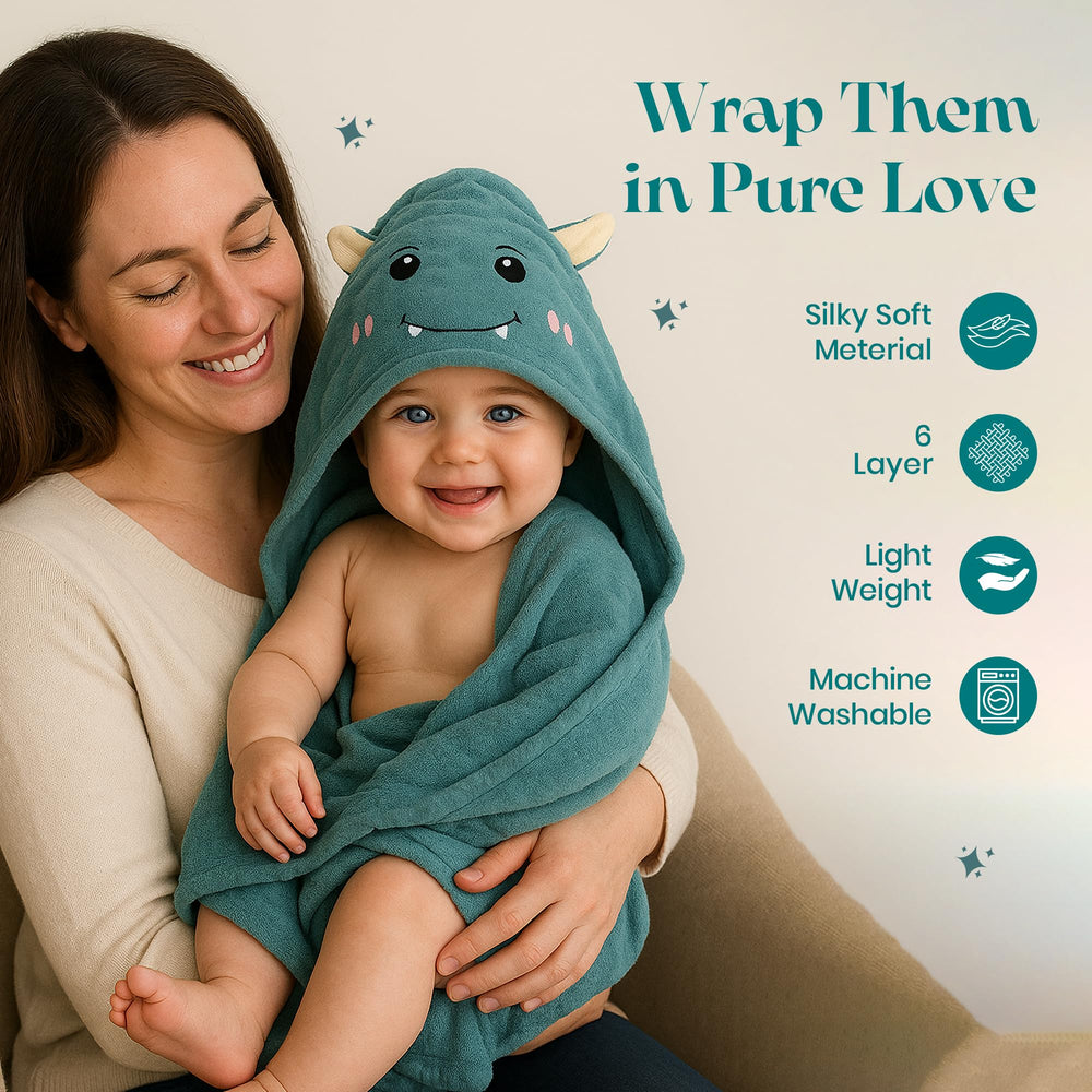 Chungie hooded towel feature image highlighting warm, cozy post-bath comfort for babies.