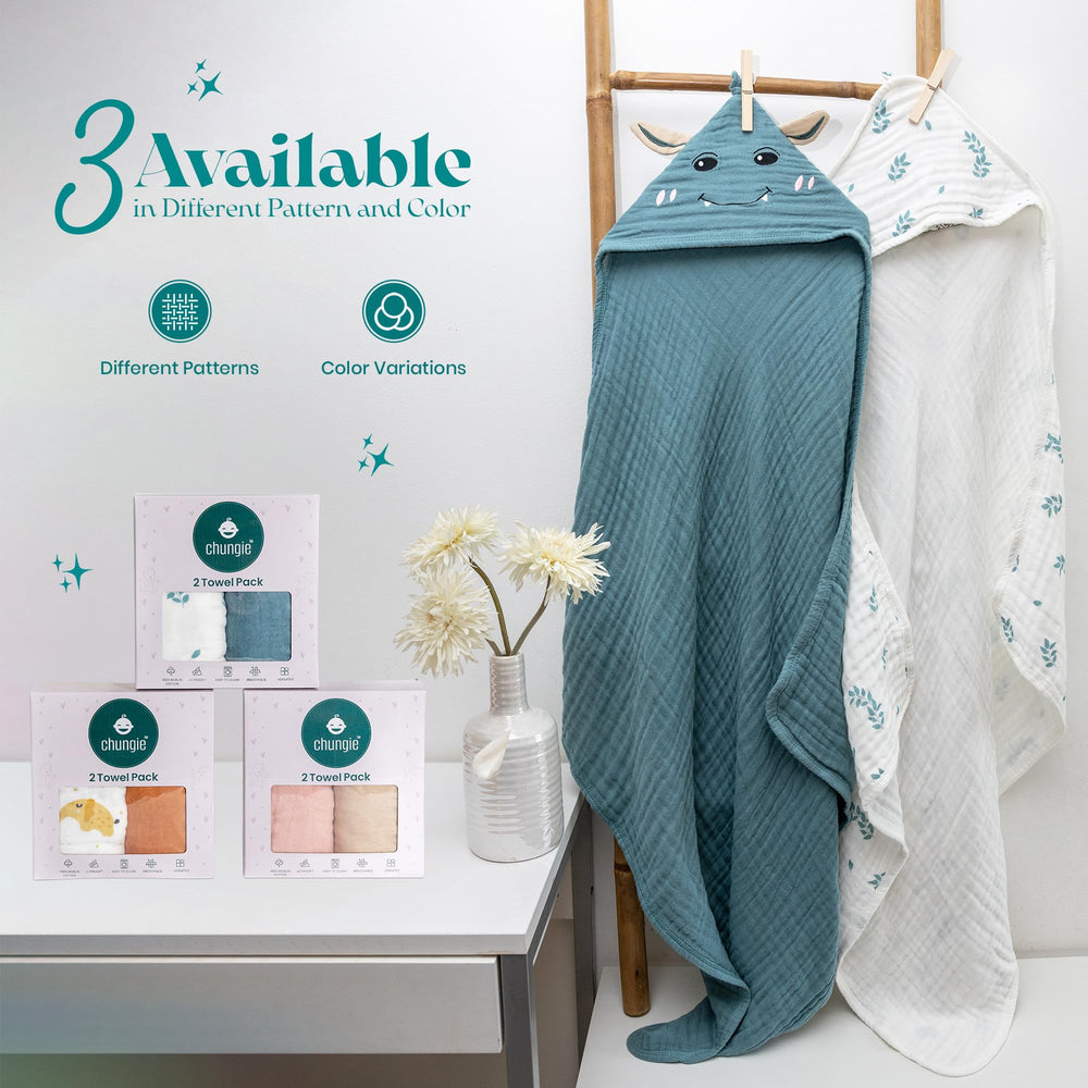 Chungie machine-washable towel shown for easy, everyday parent-friendly care.