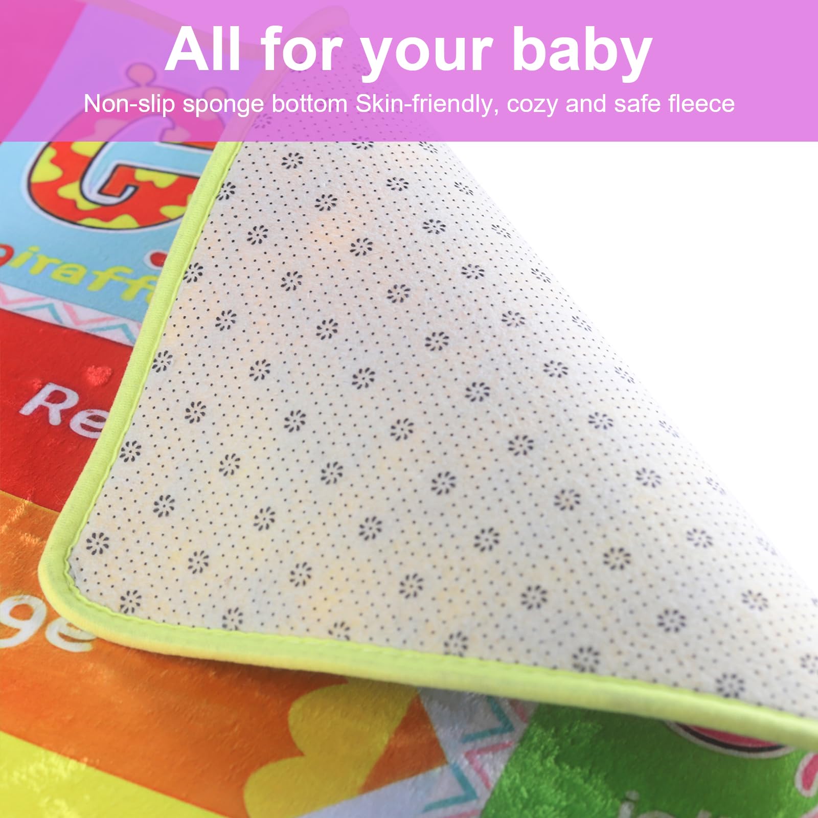 Chunsemeiju educational rug with animals colors and fruits to explore