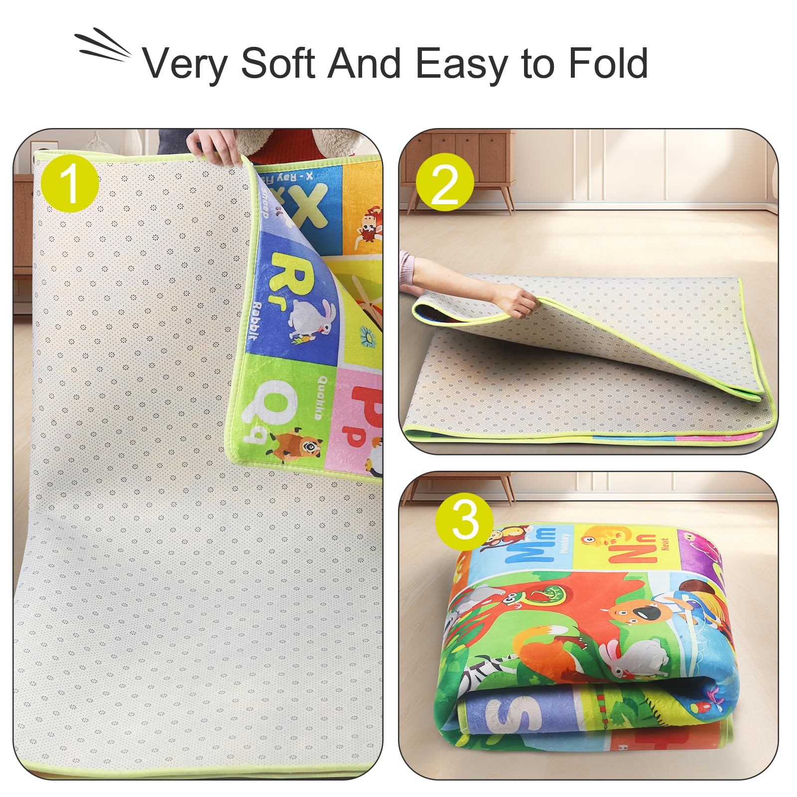 Chunsemeiju play mat back includes non-slip backing for safety.