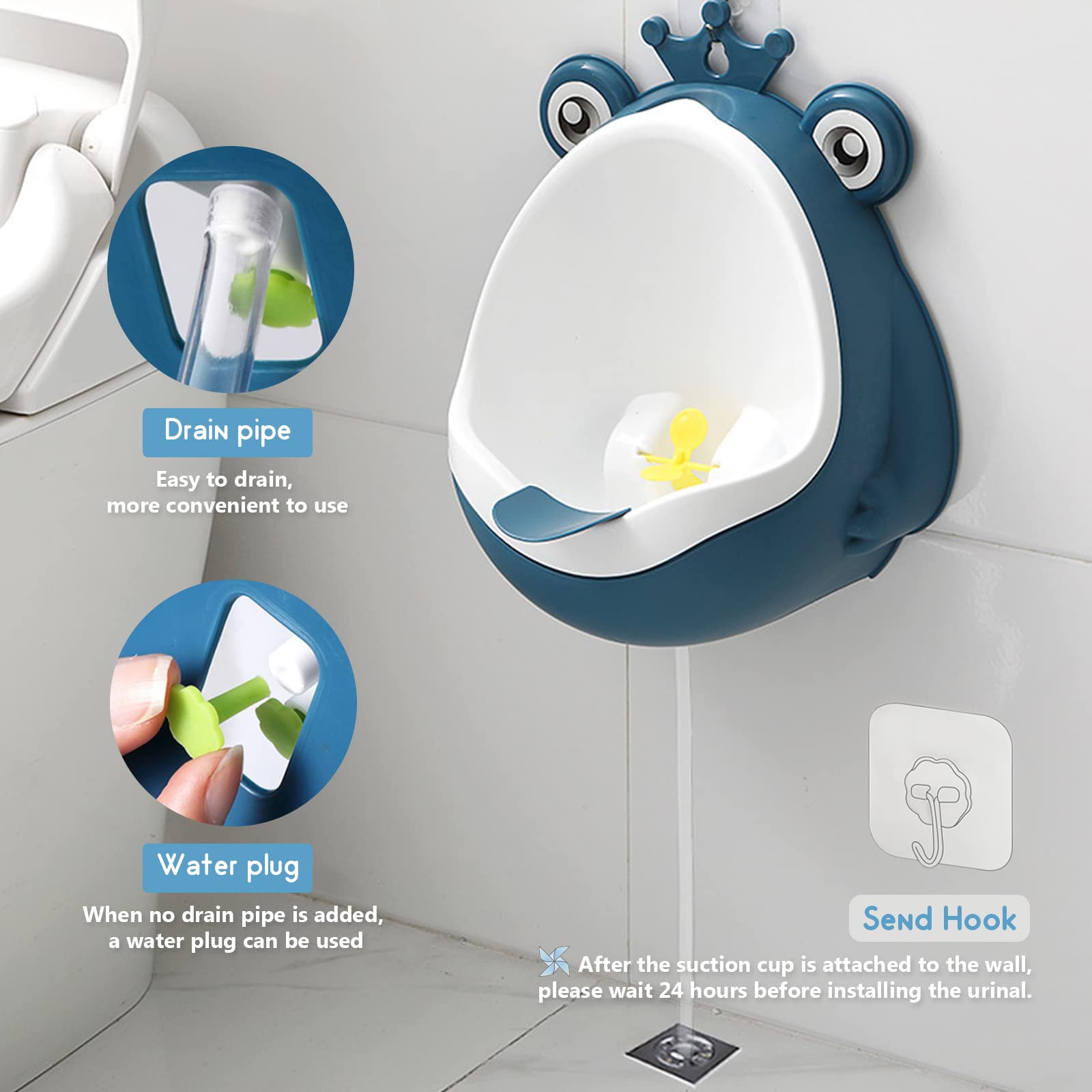 Chussaanj Frog Pee Training wall hook installation on smooth surfaces.