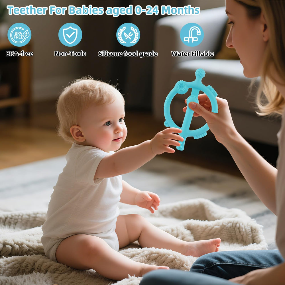 Chuya teething ring stick shows eight textures for gum massage.