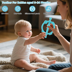 Chuya teething ring stick shows eight textures for gum massage.