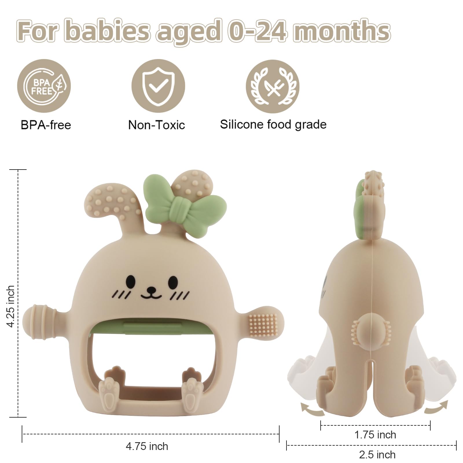 Chuya Bunny teether in vibrant colors encourages visual and sensory play.