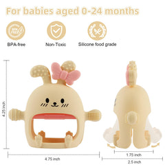 Chuya Bunny Teether Mittens silicone close-up shows soft material for safe chewing.
