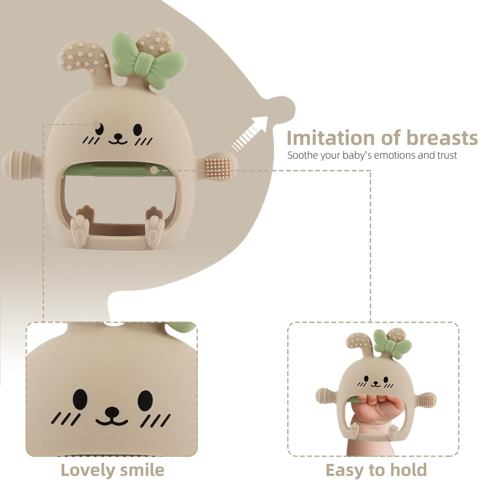 Chuya Bunny teether held in hands supports grip and tactile exploration.