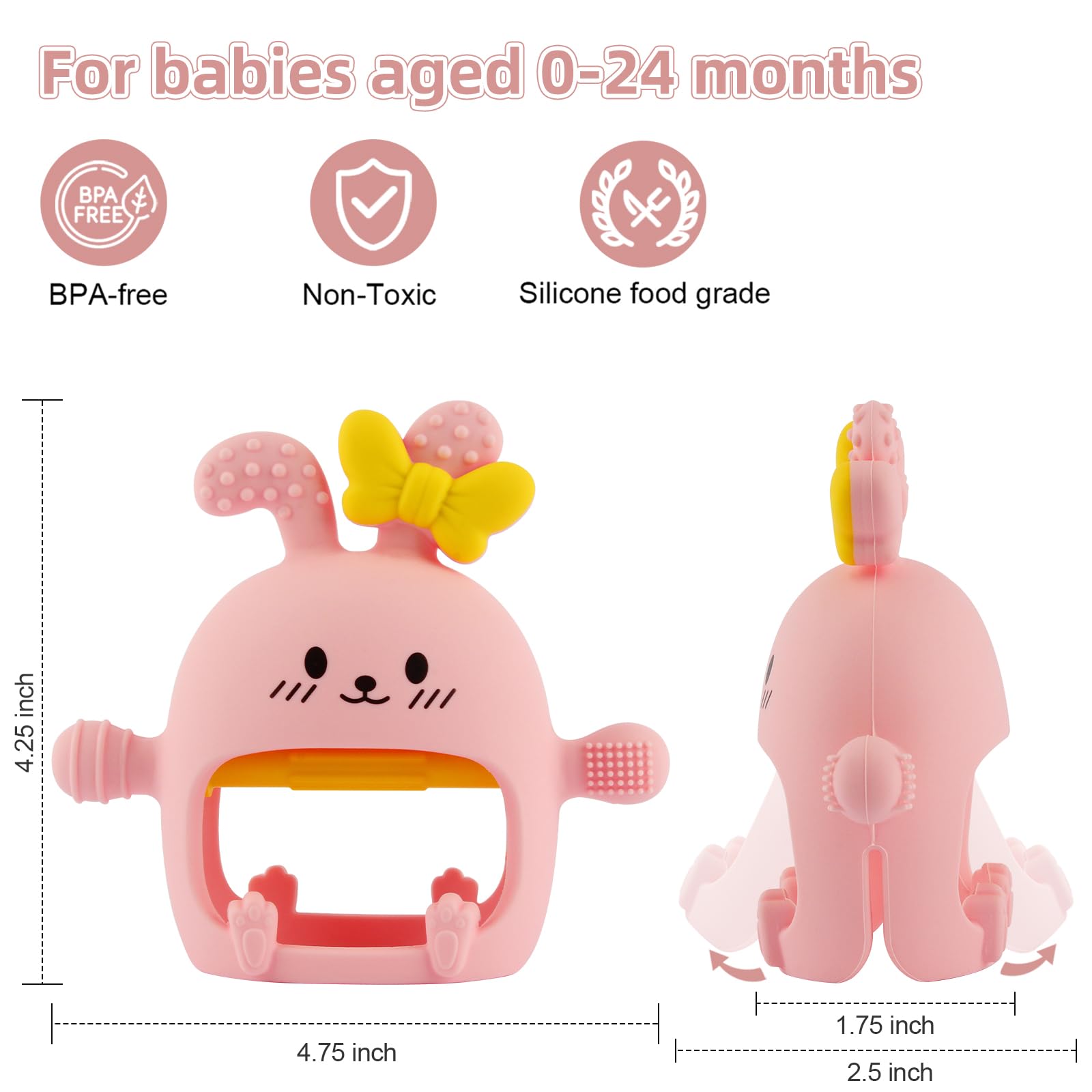 Chuya bunny teething mitten is easy to clean and dishwasher safe.