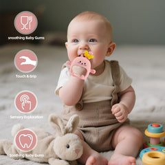 Chuya bunny teether in bright colors supports visual engagement and coordination.
