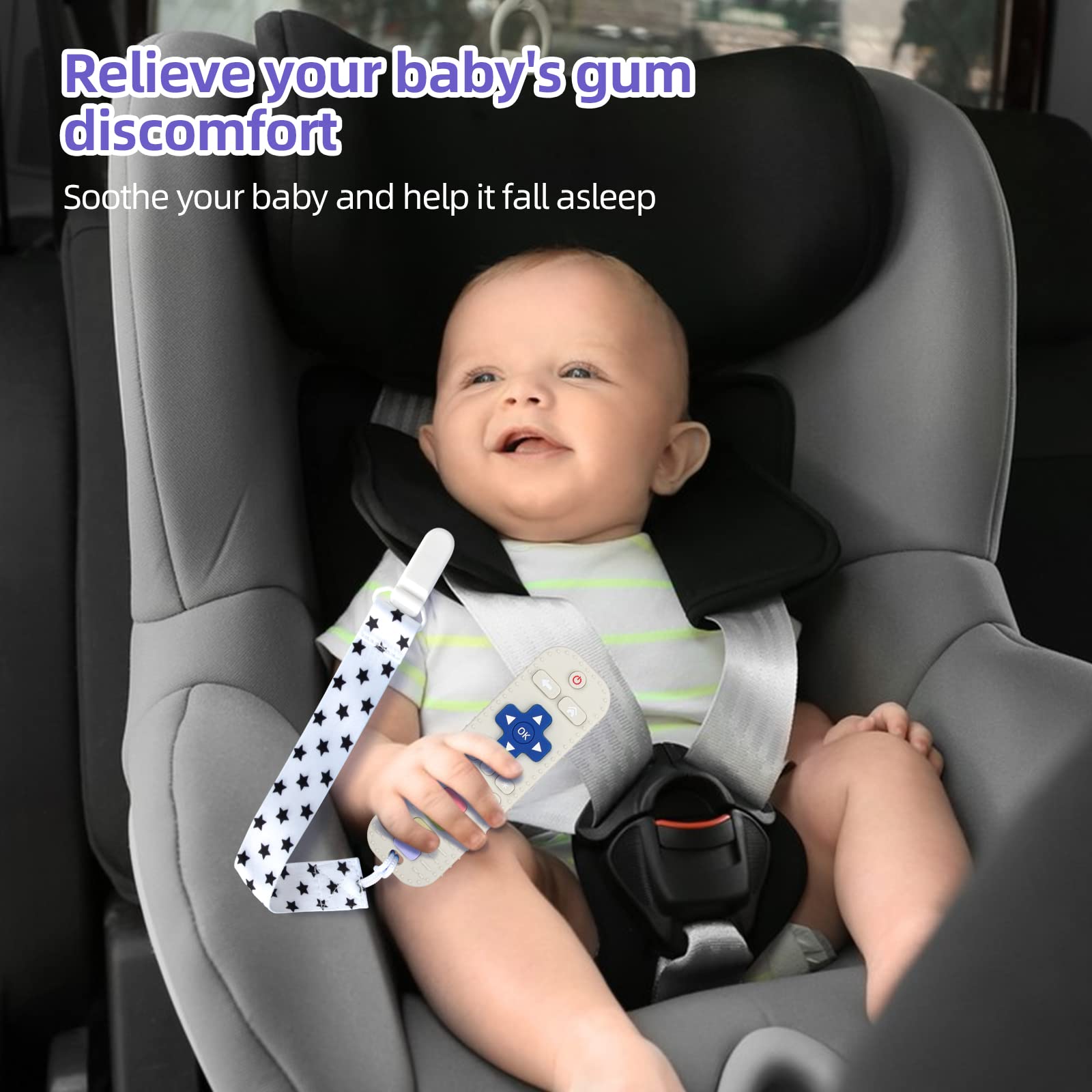 Chuya teether remote raised texture massages gums during teething.