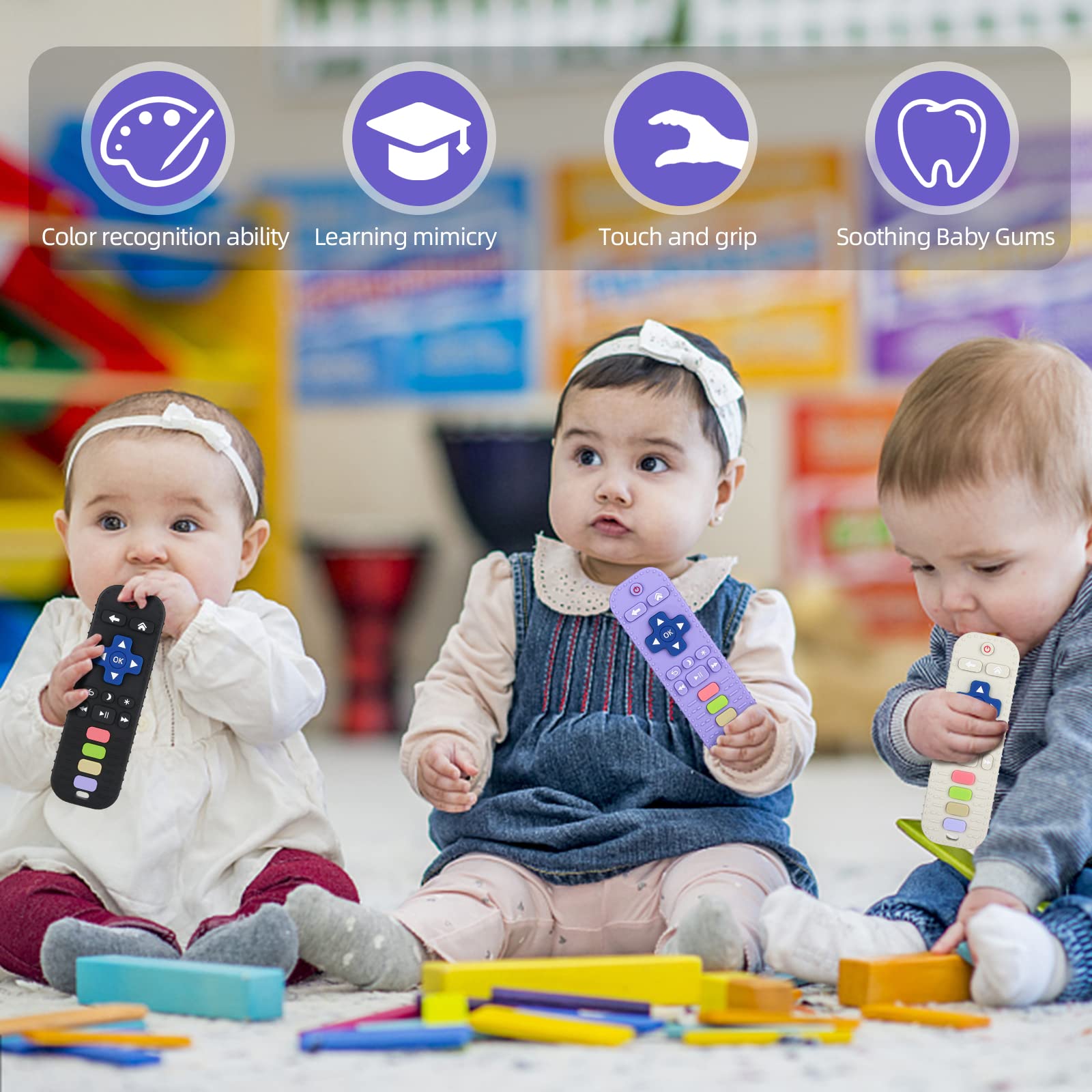 Chuya teether in use during playtime and teething.