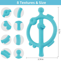 Chuya teething ring dual ends offer soft and hard textures.