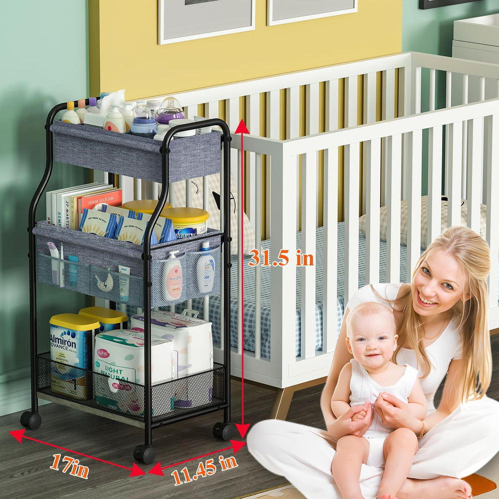 Cidaziya diaper cart dividers close-up showing detachable, tape-secured sections.