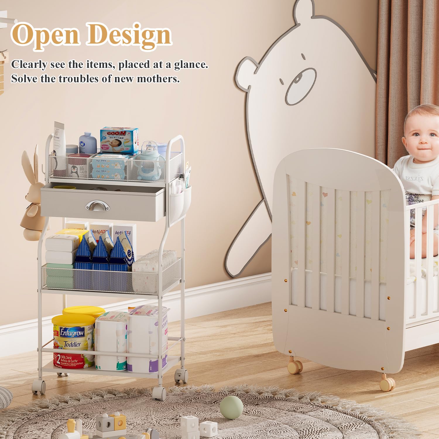 Cidaziya Baby Diaper Caddy ergonomic handle for smooth maneuvering