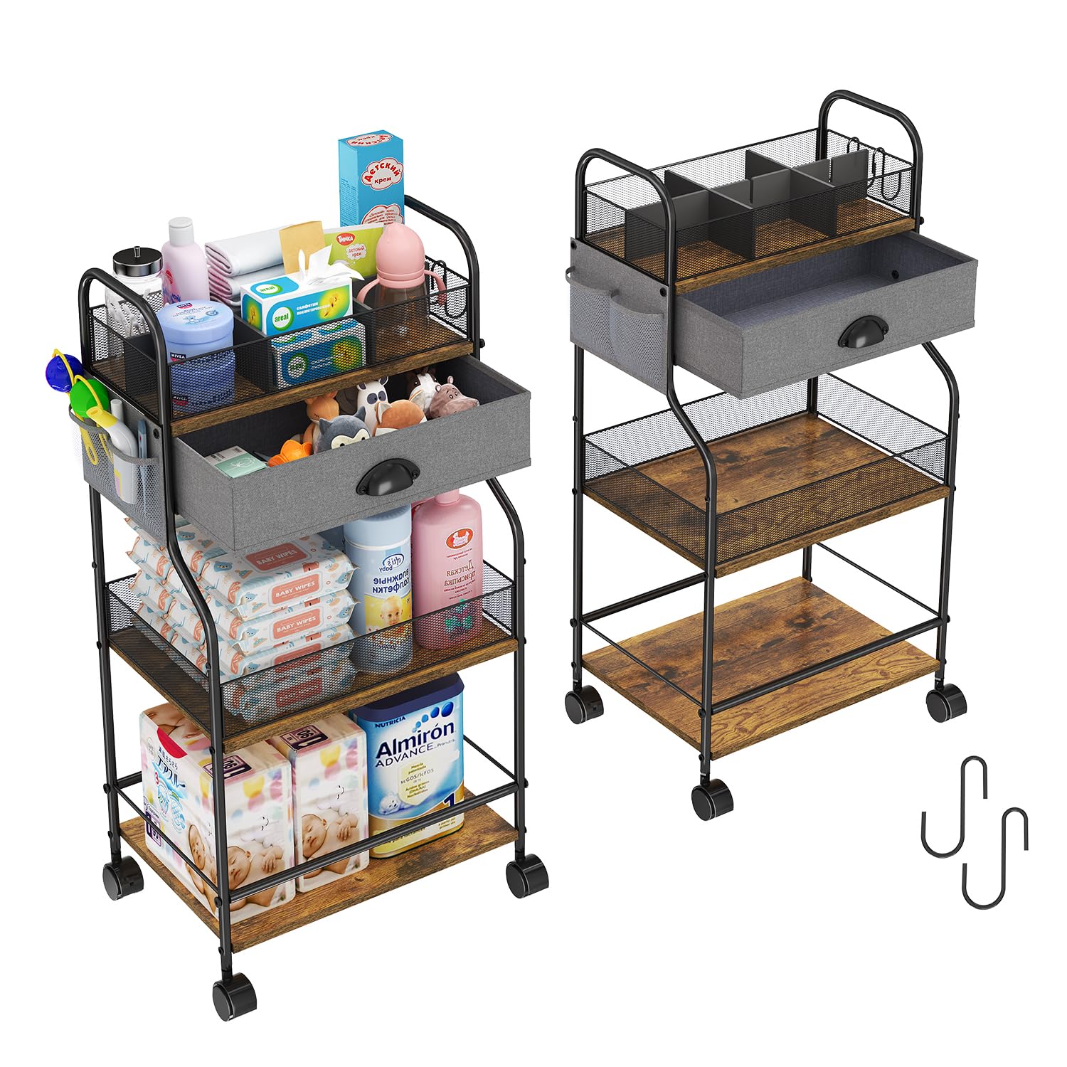 Cidaziya cart demonstrates all-in-one storage for baby gear without clutter.
