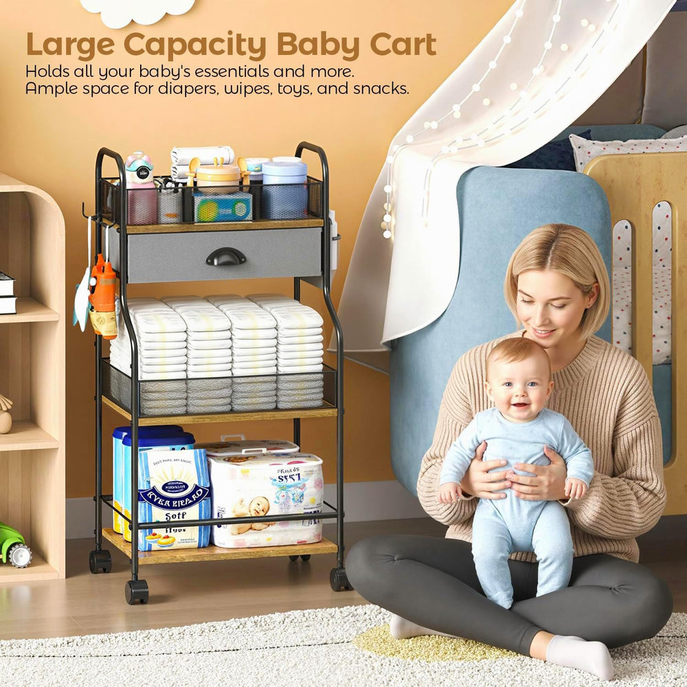 Cidaziya multipurpose cart used as makeup and bathroom storage in morning routine.