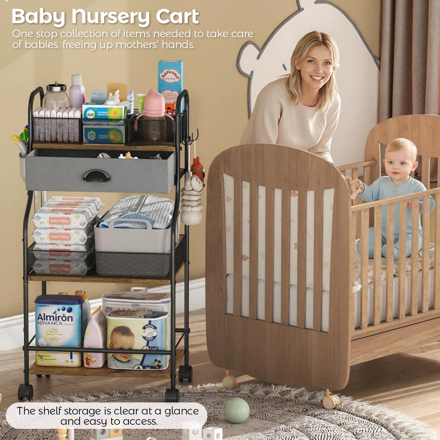 Cidaziya diaper caddy dividers adjusted to fit nappies and wipes efficiently.