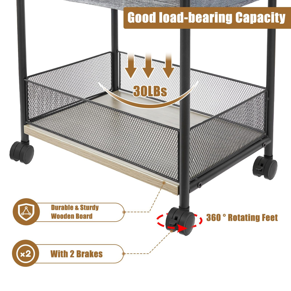 Cidaziya cart side mesh pockets organized for small items like thermometers.