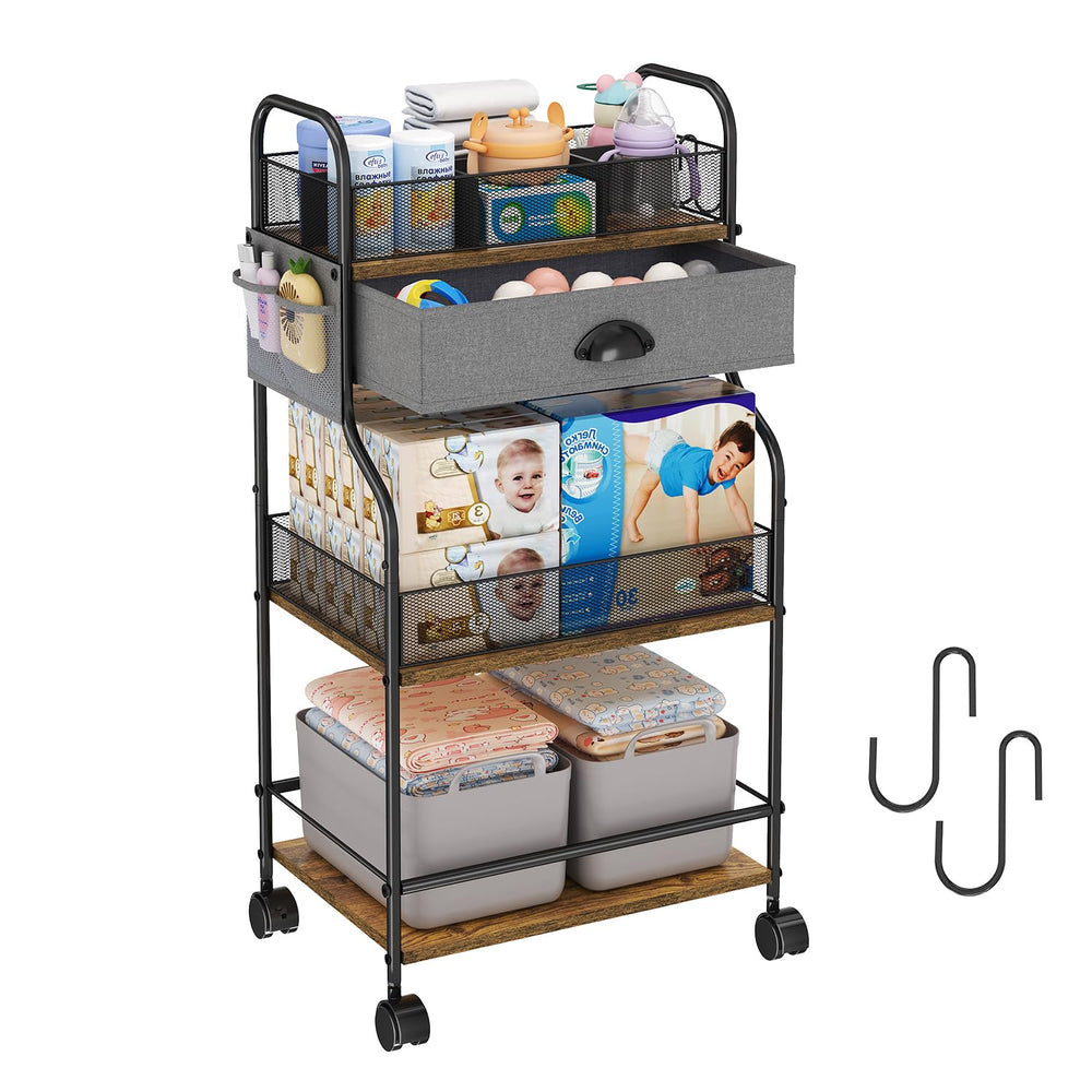 Cidaziya compact nursery cart fits beside changing table for fast access.