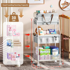 Cidaziya rolling diaper cart with sturdy metal frame and wooden board supports heavier items.
