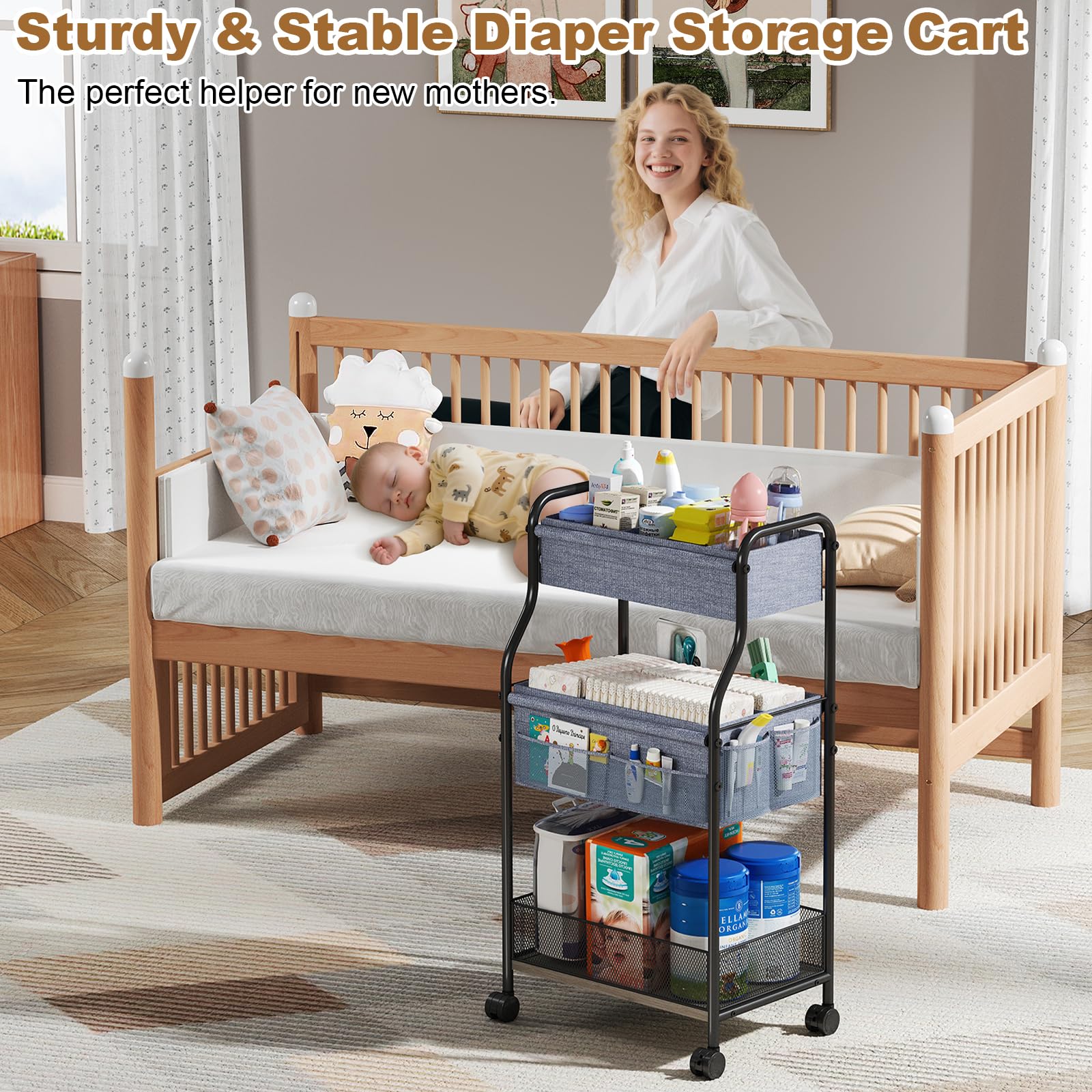 Cidaziya utility cart in kitchen setup as multi-use storage.