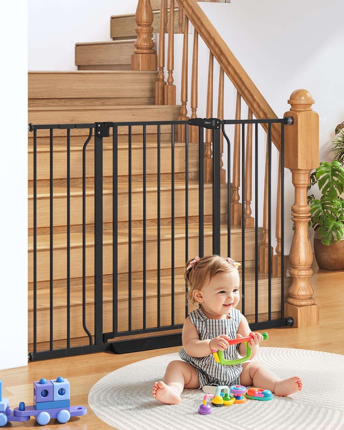 Cideny 34in extra tall baby gate on stairs offers secure wide doorway coverage