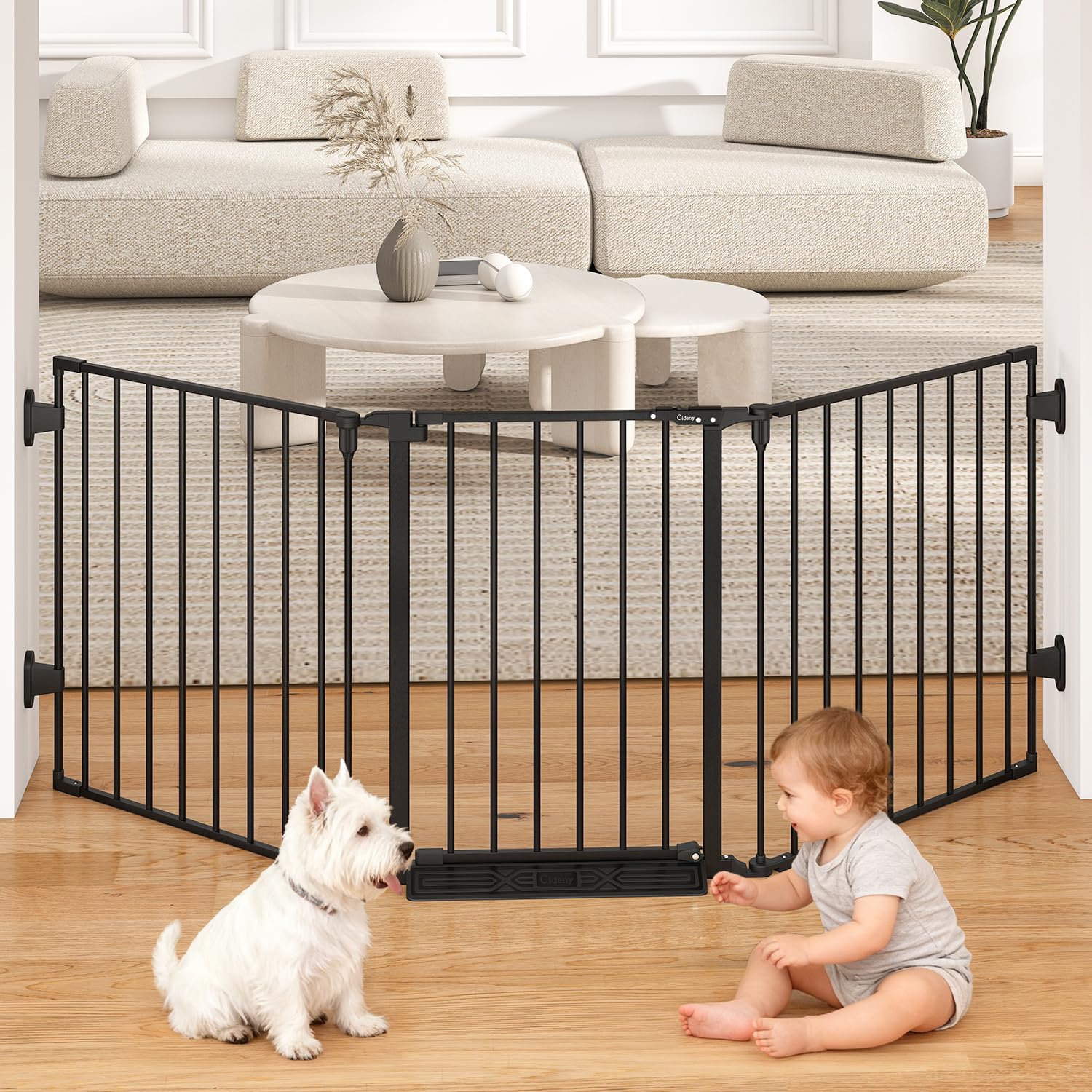 Cideny 78-inch gate panels assembled for extra-wide openings with reliable safety in busy hallways.