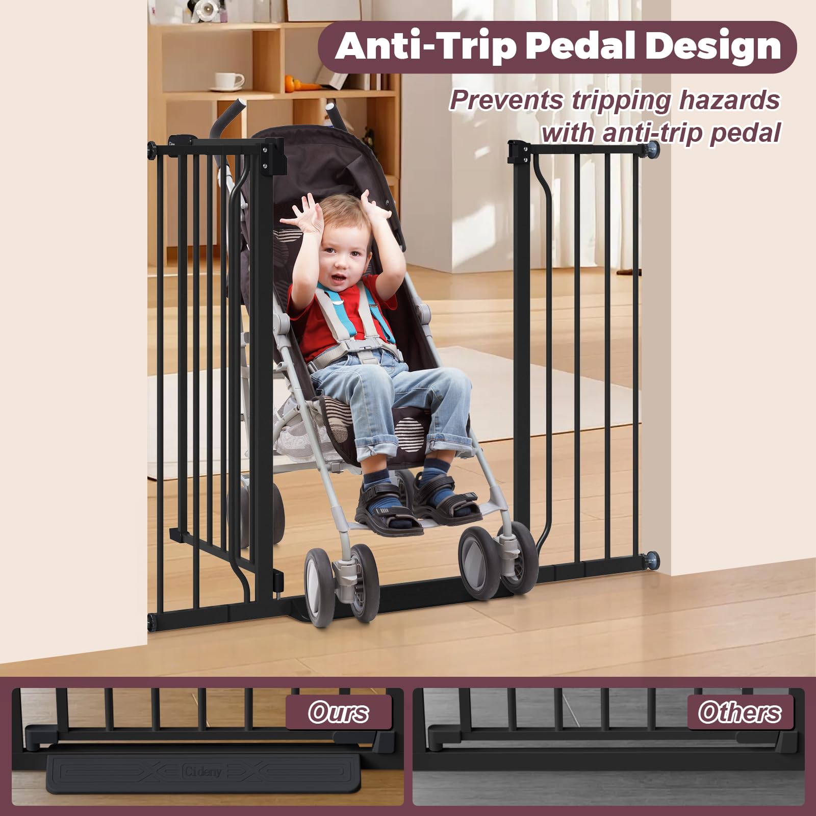 Cideny auto-close gate demonstrates self-closing mechanism when angle is under 90 degrees