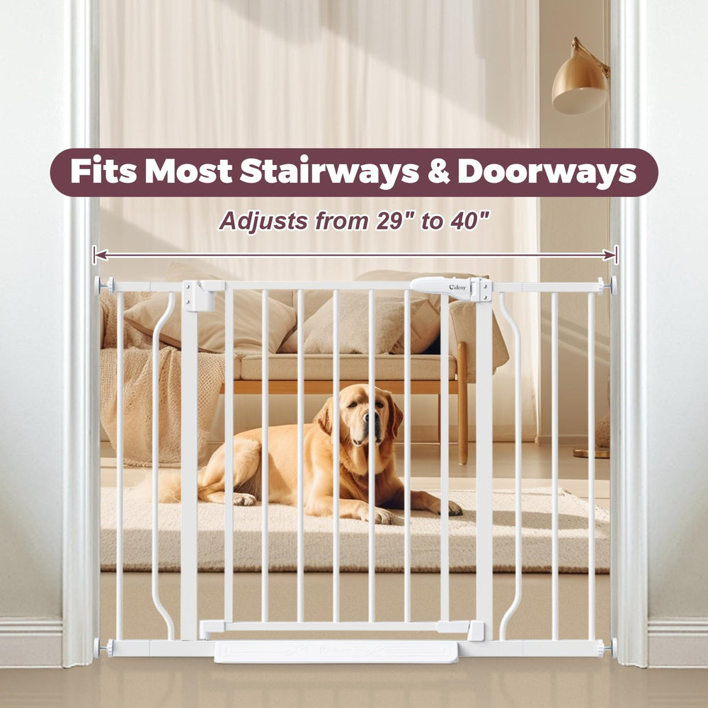 Cideny gate demonstrates easy walk-through for family routines at doorways.