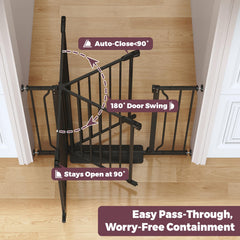Cideny baby gate with dual-lock for one-handed adult access