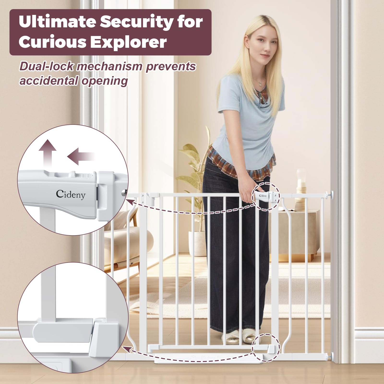 Cideny pressure-mounted installation keeps walls safe during setup.