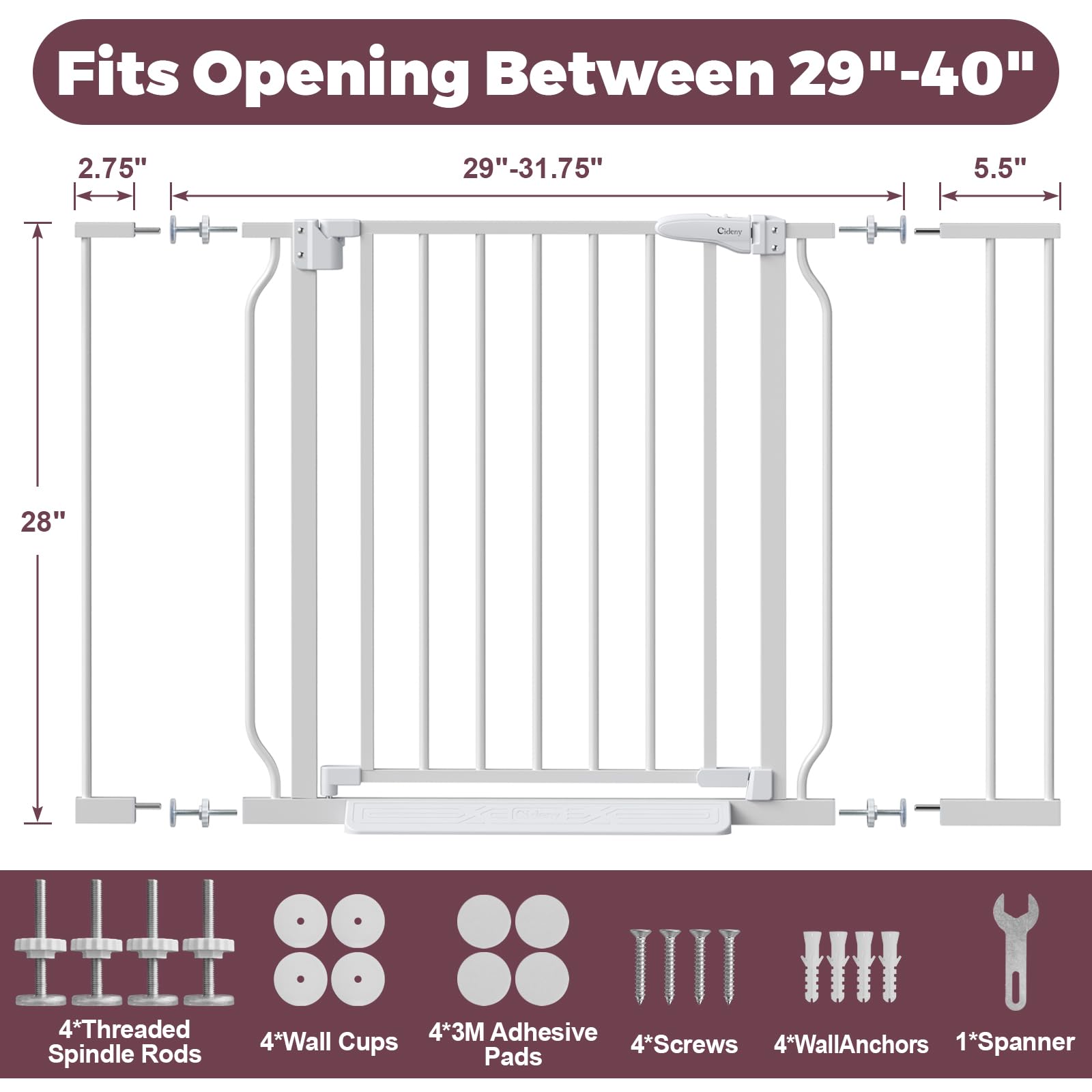 Cideny baby gate stroller-friendly design allows smooth stroller passage.