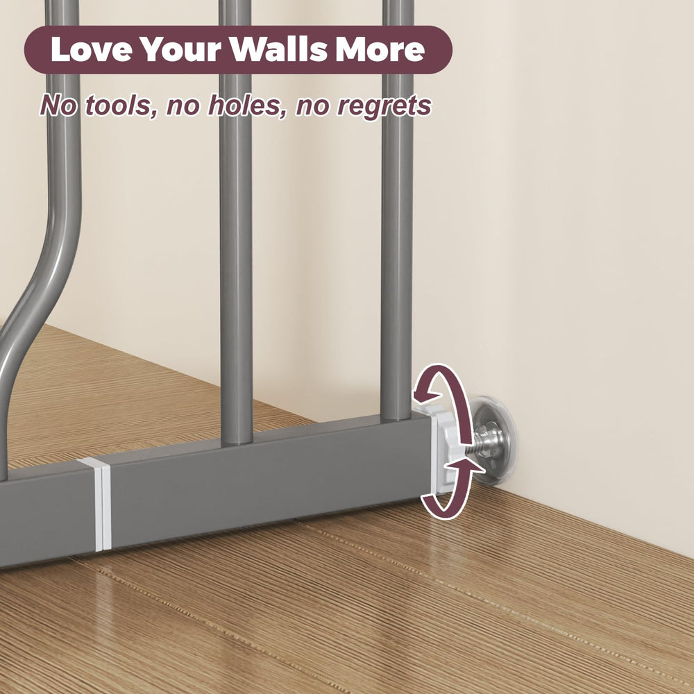 Cideny stroller-friendly gate with anti-stumble pedal for easy passage