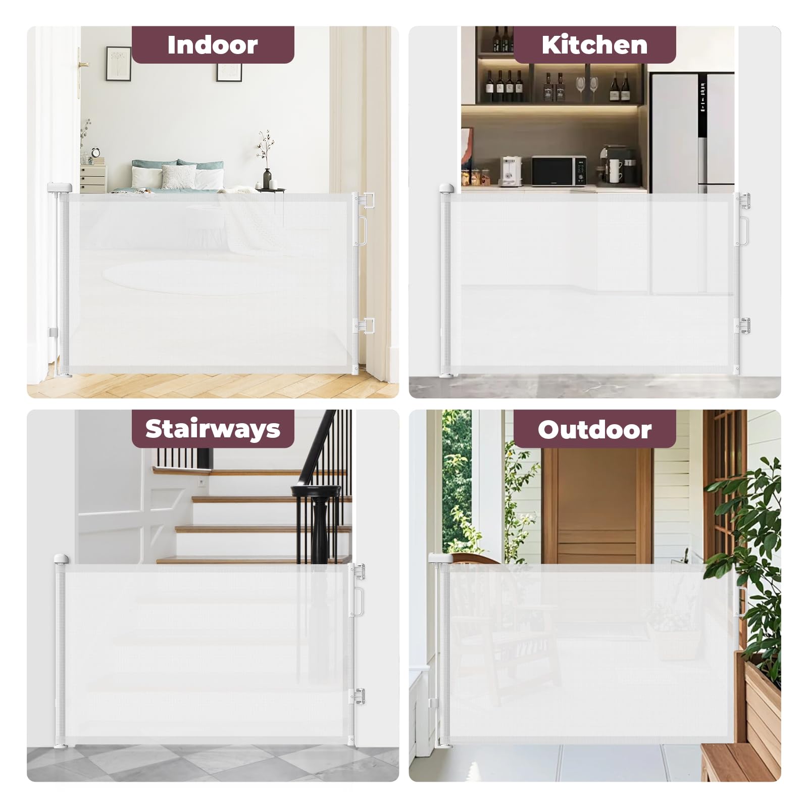 Cideny indoor-outdoor mesh gate supports versatile spaces and quick setup