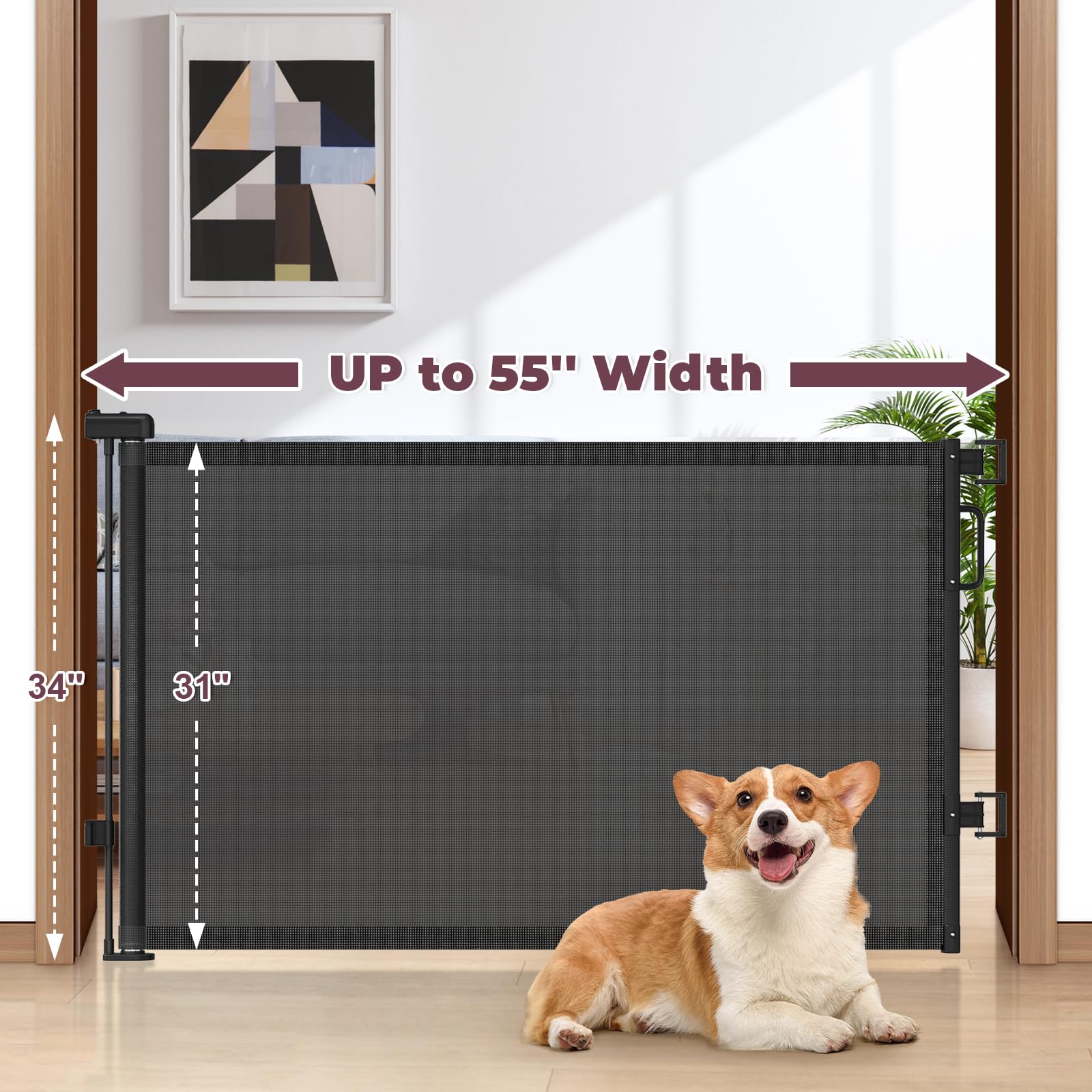 Cideny retractable gate wide to 55 inches for doorways and hallways