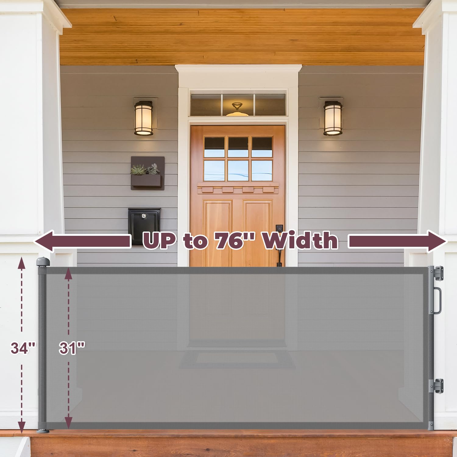 Cideny retractable mesh gate rolled into housing to save space in open-plan homes.