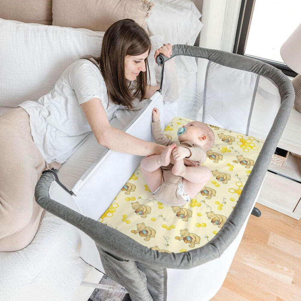 cidobi Winnie bassinet sheet compatible with oval round rectangular and hourglass mattresses