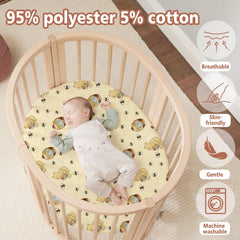 Cidobi Winnie bassinet sheet elastic-edge-secure-fit shows wrinkle-free naps.