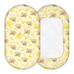 cidobi Winnie bassinet sheet honey theme closeup fabric showing soft breathable texture for baby comfort