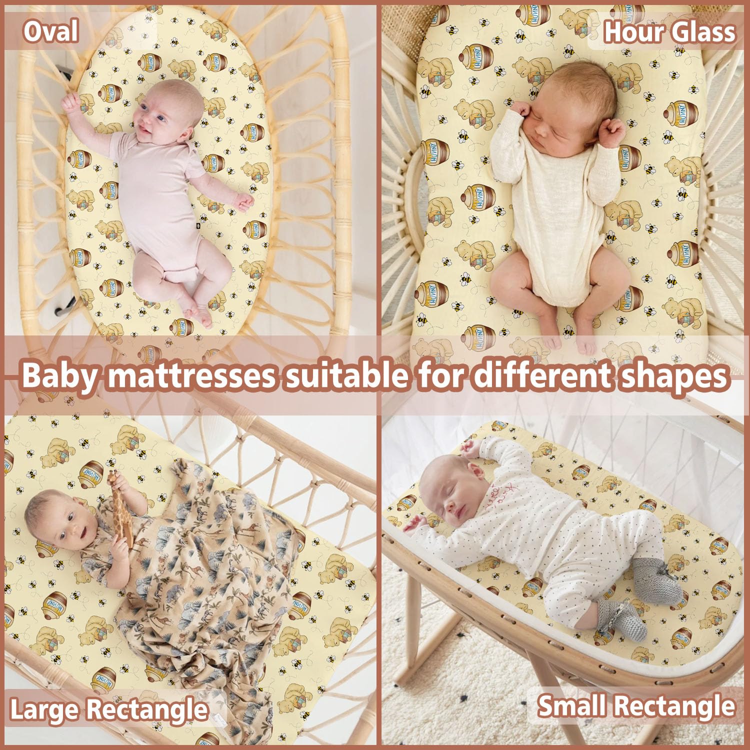 Cidobi Winnie bassinet sheet machine-washable keeps bed clean and fresh.