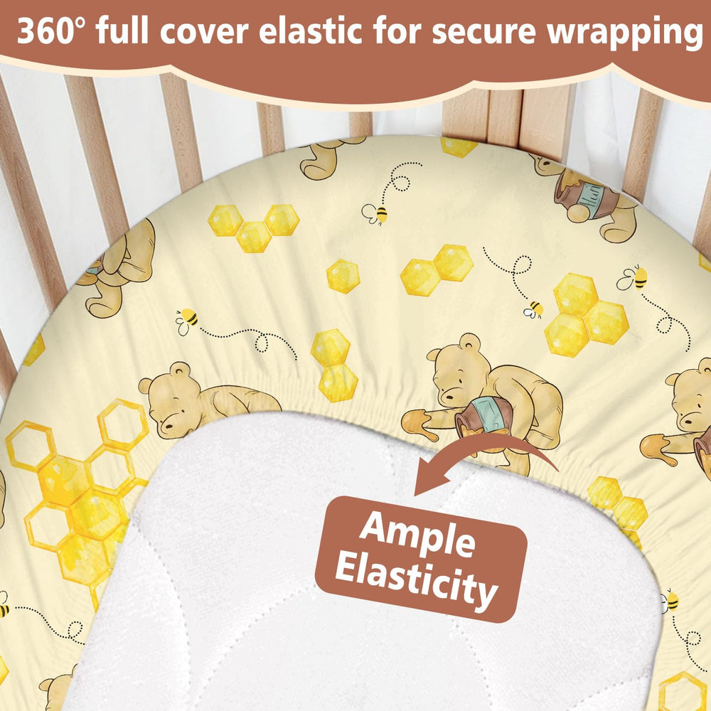 cidobi Winnie bassinet sheet secure elastic edge ensuring safe, wrinkle-free naps for baby