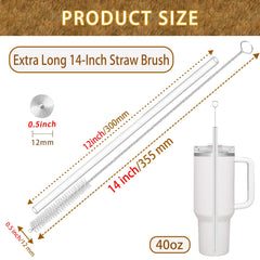 CIDYAUST extra-long straw brush cleans 12mm openings and bottle necks